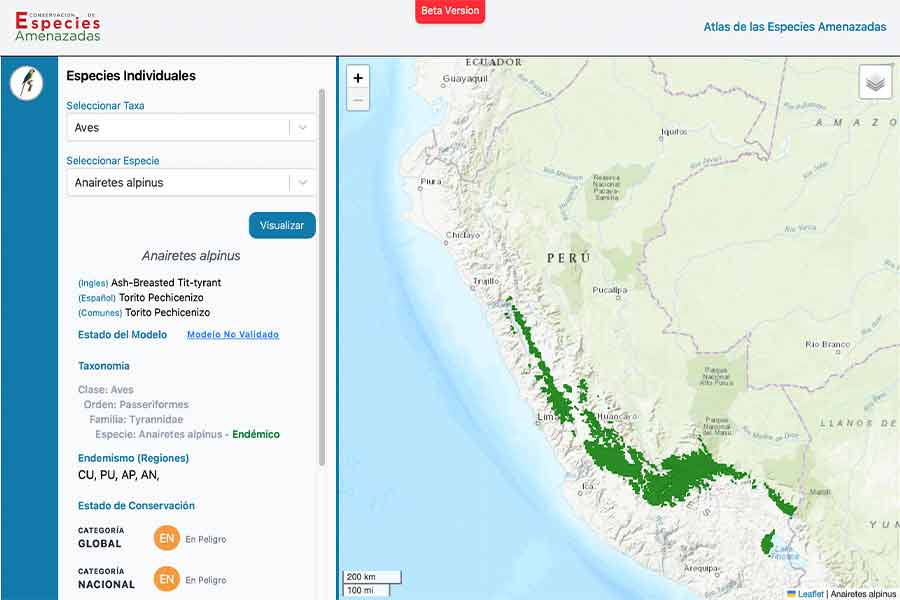 Preview del Portal del Atlas de las Especies Amenzadas